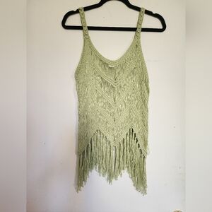 NWOT Green Crochet Tank Top Size Small